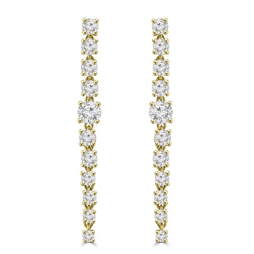 3.60 ct Ladies Round Cut Diamond Drop Earrings In 14 Kt Yellow Gold 3.60 ct Ladies Round Cut Diamond Drop Earrings In 14 Kt Yellow Gold