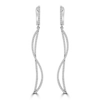 1.06 ct Ladies Round Cut Diamond Drop Dangling Earrings In 18 Kt White Gold 1.06 ct Ladies Round Cut Diamond Drop Dangling Earrings In 18 Kt White Gold