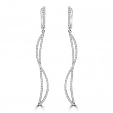 1.06 ct Ladies Round Cut Diamond Drop Dangling Earrings In 18 Kt White Gold 1.06 ct Ladies Round Cut Diamond Drop Dangling Earrings In 18 Kt White Gold