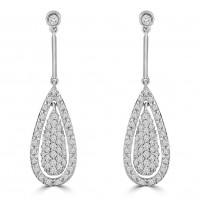 1.55 ct Ladies Round Cut Diamond Drop Dangling Earrings In 14 Kt White Gold 1.55 ct Ladies Round Cut Diamond Drop Dangling Earrings In 14 Kt White Gold