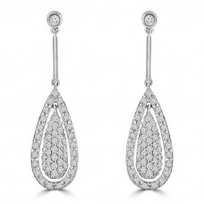 1.55 ct Ladies Round Cut Diamond Drop Dangling Earrings In 14 Kt White Gold 1.55 ct Ladies Round Cut Diamond Drop Dangling Earrings In 14 Kt White Gold