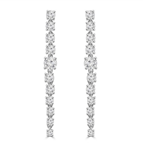 3.60 ct Ladies Round Cut Diamond Drop Earrings In 14 Kt White Gold 3.60 ct Ladies Round Cut Diamond Drop Earrings In 14 Kt White Gold