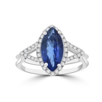 2.08 ct Round Cut Diamond & Marquise Cut Tanzanite Engagement Ring 2.08 ct Round Cut Diamond & Marquise Cut Tanzanite Engagement Ring