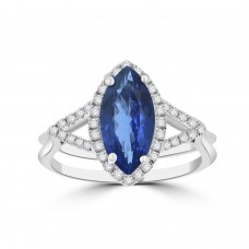 2.08 ct Round Cut Diamond & Marquise Cut Tanzanite Engagement Ring 2.08 ct Round Cut Diamond & Marquise Cut Tanzanite Engagement Ring