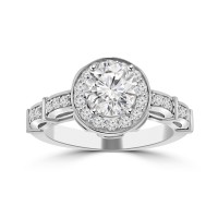 1.13 ct Ladies Round Cut Diamond Engagement Ring in 14k White Gold 1.13 ct Ladies Round Cut Diamond Engagement Ring in 14k White Gold