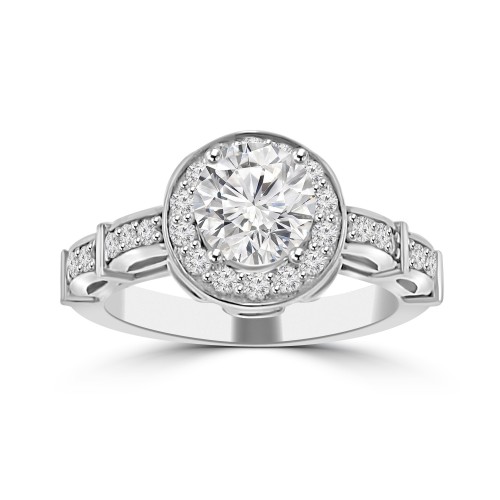 1.13 ct Ladies Round Cut Diamond Engagement Ring in 14k White Gold