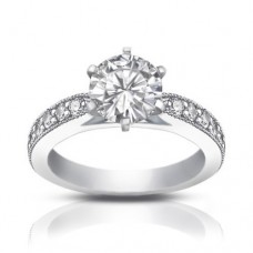 1.40 ct Round Cut Diamond Engagement Ring Whit Millgrain on The Shank 1.40 ct Round Cut Diamond Engagement Ring Whit Millgrain on The Shank