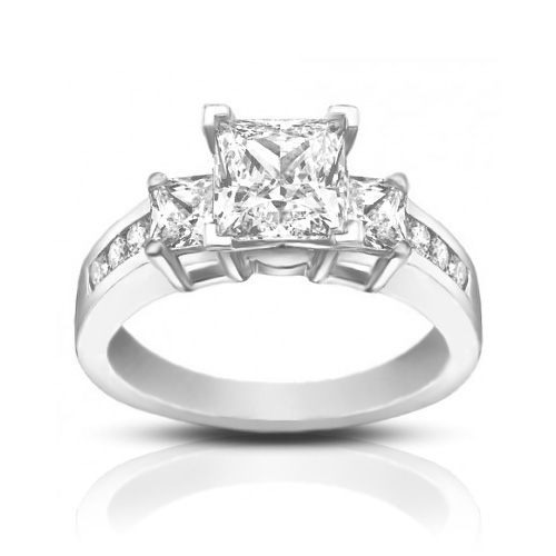 1.53 ct Ladies Princess Cut Diamond Engagement Ring
