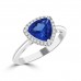 1.69 ct Round Cut Diamond & Trillion Cut Tanzanite Engagement Ring