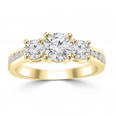 1.97 ct Ladies Three Stone Round Cut Diamond Engagement Ring in 14 kt Yellow Gold 1.97 ct Ladies Three Stone Round Cut Diamond Engagement Ring in 14 kt Yellow Gold