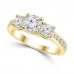 1.97 ct Ladies Three Stone Round Cut Diamond Engagement Ring in 14 kt Yellow Gold