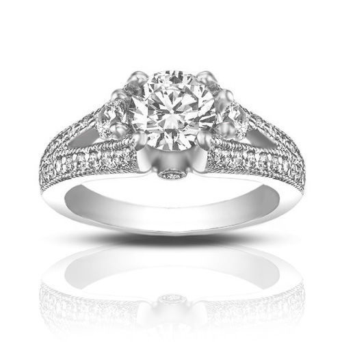 1.49 ct Vintage Style Round Cut Diamond Engagement Ring