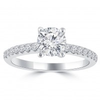1.10 ct Ladies Round Cut Diamond Engagement Ring in 14 kt White Gold 1.10 ct Ladies Round Cut Diamond Engagement Ring in 14 kt White Gold