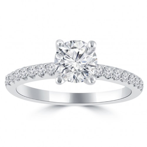 1.10 ct Ladies Round Cut Diamond Engagement Ring in 14 kt White Gold 1.10 ct Ladies Round Cut Diamond Engagement Ring in 14 kt White Gold