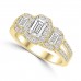 1.76 ct Ladies Emerald Round and Baguette Cut Diamond Engagement Ring in 14 kt Yellow Gold