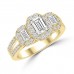 1.76 ct Ladies Emerald Round and Baguette Cut Diamond Engagement Ring in 14 kt Yellow Gold