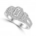 1.76 ct Ladies Emerald Round and Baguette Cut Diamond Engagement Ring in 14 kt White Gold