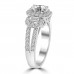 1.76 ct Ladies Emerald Round and Baguette Cut Diamond Engagement Ring in 14 kt White Gold