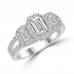 1.76 ct Ladies Emerald Round and Baguette Cut Diamond Engagement Ring in 14 kt White Gold