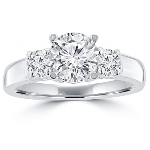 1.35ct Ladies Round Cut Diamond Engagement Ring in 14 kt White Gold