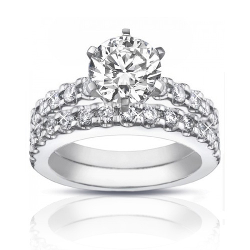 2.25 ct Ladies Round Cut Diamond Engagement Ring Set 
