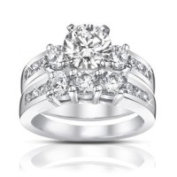 1.85ct  Ladies Round Cut Diamond Engagement Accented Ring