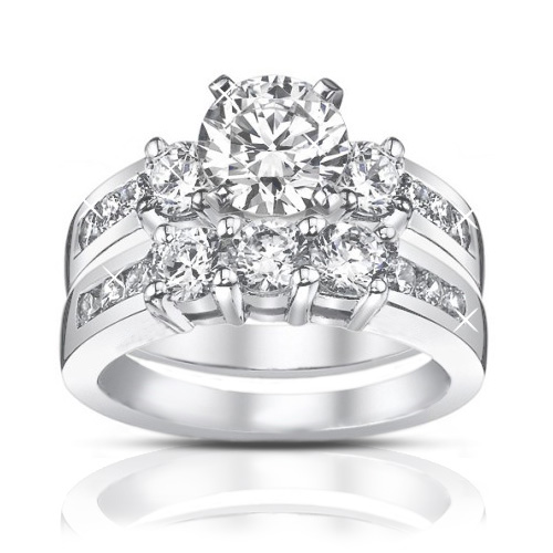1.85ct  Ladies Round Cut Diamond Engagement Accented Ring