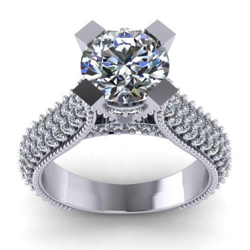 2.65 ct Pave Set Round Cut Diamond Engagement Ring 2.65 ct Pave Set Round Cut Diamond Engagement Ring