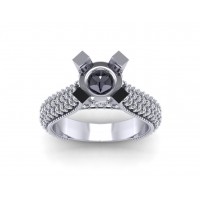 1.90 ct Ladies Round Cut Diamond Semi Mount Ring in Pave Setting