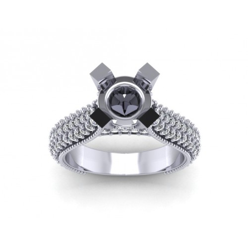 1.90 ct Ladies Round Cut Diamond Semi Mount Ring in Pave Setting