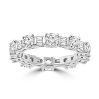 4.51 ct Round Cut And Baguette Cut Diamond Eternity Band in 14 kt White Gold 4.51 ct Round Cut And Baguette Cut Diamond Eternity Band in 14 kt White Gold