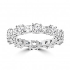 4.51 ct Round Cut And Baguette Cut Diamond Eternity Band in 14 kt White Gold 4.51 ct Round Cut And Baguette Cut Diamond Eternity Band in 14 kt White Gold