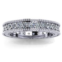 1.00 ct Millgrain Edge Diamond Eternity Wedding Band Ring With Design on The Side 1.00 ct Millgrain Edge Diamond Eternity Wedding Band Ring With Design on The Side