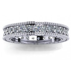1.00 ct Millgrain Edge Diamond Eternity Wedding Band Ring With Design on The Side 1.00 ct Millgrain Edge Diamond Eternity Wedding Band Ring With Design on The Side