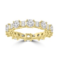 4.51 ct Round Cut And Baguette Cut Diamond Eternity Band in 14 kt Yellow Gold 4.51 ct Round Cut And Baguette Cut Diamond Eternity Band in 14 kt Yellow Gold