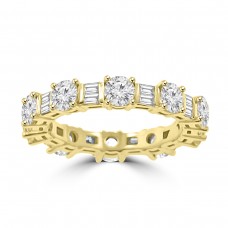 4.51 ct Round Cut And Baguette Cut Diamond Eternity Band in 14 kt Yellow Gold 4.51 ct Round Cut And Baguette Cut Diamond Eternity Band in 14 kt Yellow Gold