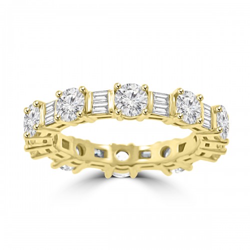 4.51 ct Round Cut And Baguette Cut Diamond Eternity Band in 14 kt Yellow Gold 4.51 ct Round Cut And Baguette Cut Diamond Eternity Band in 14 kt Yellow Gold