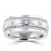 1.96 ct Men's Round Cut Diamond Eternity Wedding Band in Channel Setting