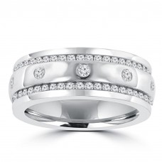 1.96 ct Men's Round Cut Diamond Eternity Wedding Band in Channel Setting