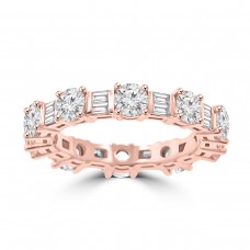 4.51 ct Round Cut And Baguette Cut Diamond Eternity Band in 14 kt Rose Gold 4.51 ct Round Cut And Baguette Cut Diamond Eternity Band in 14 kt Rose Gold