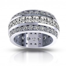 5.00 ct Three Row Princess and Round Cut Diamond Eternity Wedding Band 5.00 ct Three Row Princess and Round Cut Diamond Eternity Wedding Band