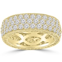 4.50 ct Ladies Three Row Round Cut Diamond Eternity Wedding Band Ring 4.50 ct Ladies Three Row Round Cut Diamond Eternity Wedding Band Ring