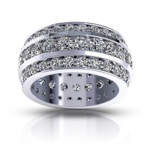 5.00 ct Ladies Three Row Round Cut Diamond Eternity Wedding Band Ring