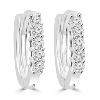 0.25 ct Ladies Round Cut Diamond Hoop Huggie Earrings In 14 Kt White Gold 0.25 ct Ladies Round Cut Diamond Hoop Huggie Earrings In 14 Kt White Gold