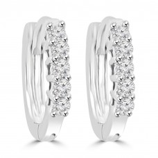 0.25 ct Ladies Round Cut Diamond Hoop Huggie Earrings In 14 Kt White Gold 0.25 ct Ladies Round Cut Diamond Hoop Huggie Earrings In 14 Kt White Gold