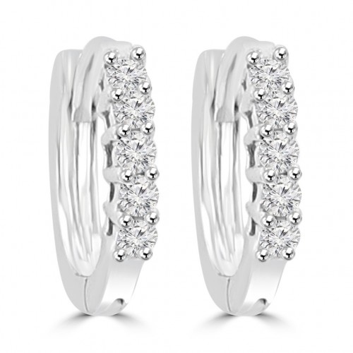 0.25 ct Ladies Round Cut Diamond Hoop Huggie Earrings In 14 Kt White Gold 0.25 ct Ladies Round Cut Diamond Hoop Huggie Earrings In 14 Kt White Gold