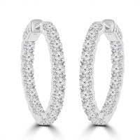 2.20 ct Ladies Round Cut Diamond Hoop Huggie Earrings 2.20 ct Ladies Round Cut Diamond Hoop Huggie Earrings