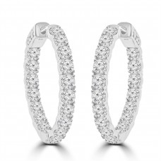 2.20 ct Ladies Round Cut Diamond Hoop Huggie Earrings 2.20 ct Ladies Round Cut Diamond Hoop Huggie Earrings