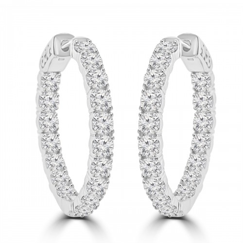 2.20 ct Ladies Round Cut Diamond Hoop Huggie Earrings 2.20 ct Ladies Round Cut Diamond Hoop Huggie Earrings