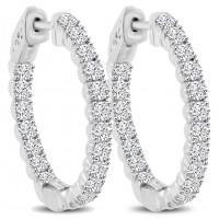 2.10 ct Ladies Round Cut Diamond Hoop Huggie Earrings 2.10 ct Ladies Round Cut Diamond Hoop Huggie Earrings